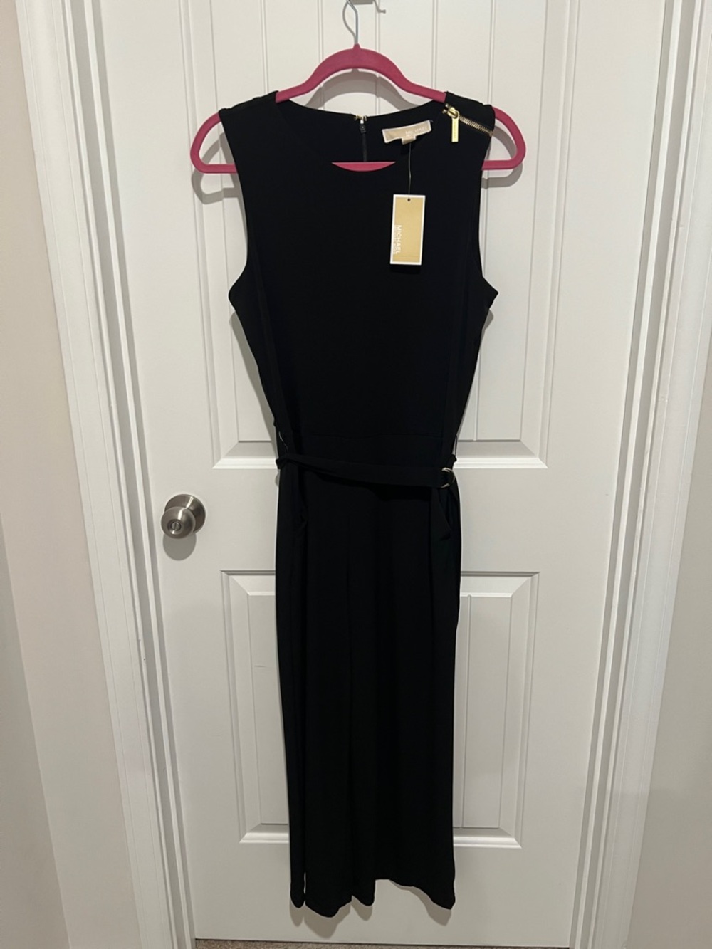 MICHAEL Michael Kors Black Jumpsuit with Gold Hardware and belt